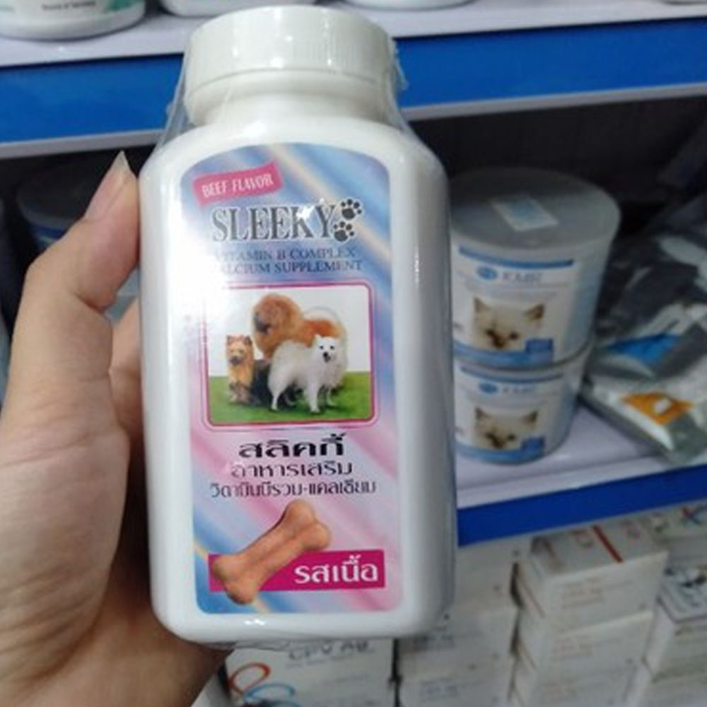 Xương Bổ Xung Canxi Vitamin Sleeky Thái Lan Cho Chó Giúp Xương Chắc Khỏe Tăng Sức Đề Kháng Hộp 140 Viên