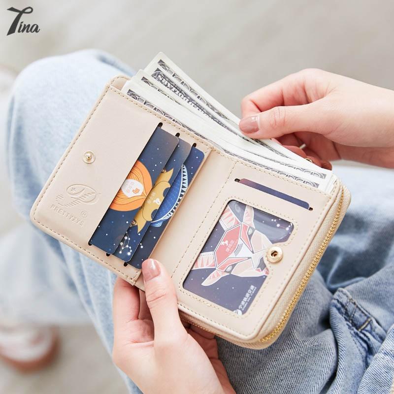 Ví ngắn cầm tay Prettyzys/Pritti 2021 thiết kế in hoa đơn giản