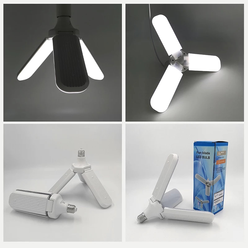 Đèn LED 3 cánh quạt đuôi E27 - hàng chuẩn 45W gồm 3 cánh xếp tùy ý - ánh sáng trắng siêu sáng