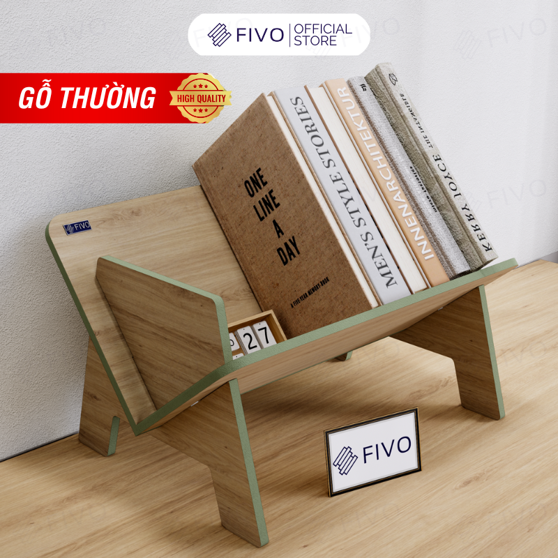 Kệ Sách Gỗ Để Bàn Làm Việc FB29 FIVO, Lắp Ráp Dễ Dàng Không Cần Phụ Kiện, Thiết Kế Hình Chữ V Tiết Kiệm Không Gian