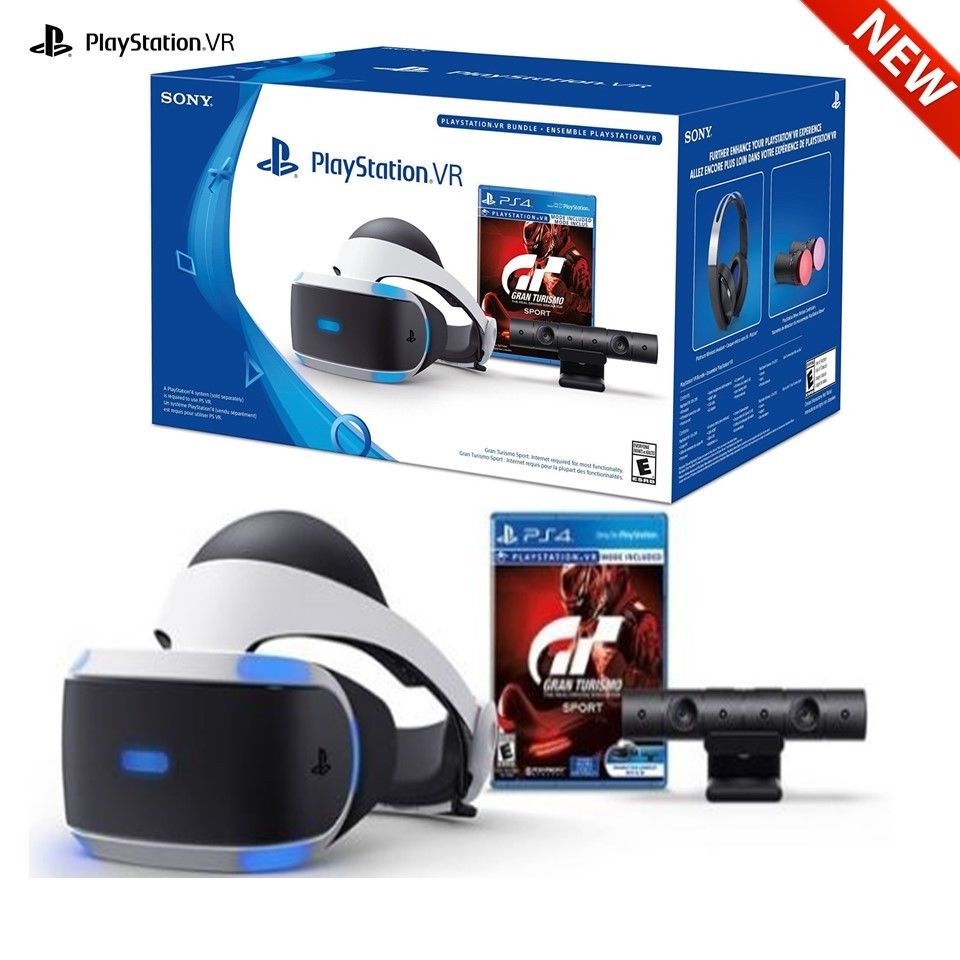 Combo Kính Thực Tế Ảo Playstation VR Sony (V2) Kèm 2 đĩa game Gran Turismo và Playstation Vr Worlds - Hàng Chính Hãng