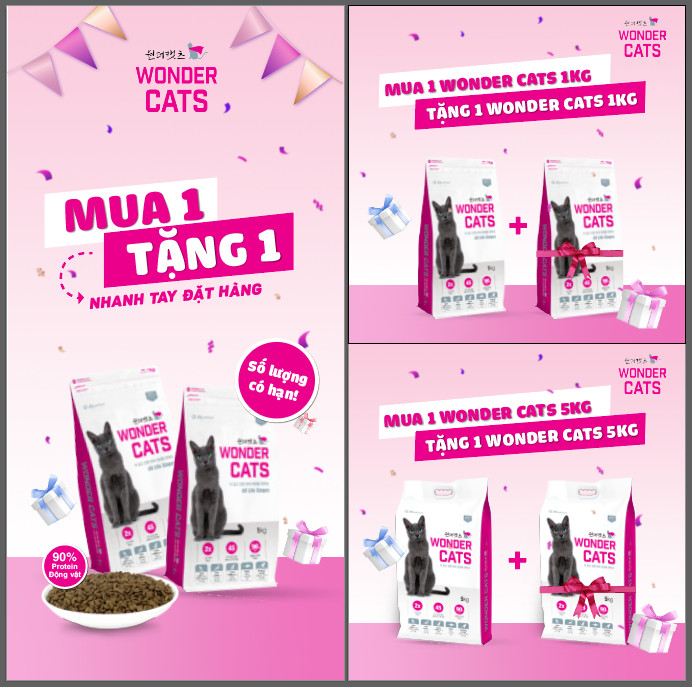 [5KG] [WONDER CATS] - THỨC ĂN HẠT QUỐC DÂN THƠM NGON, BỔ DƯỠNG CHO MÈO MỌI LỨA TUỔI - THƯƠNG HIỆU HÀN QUỐC