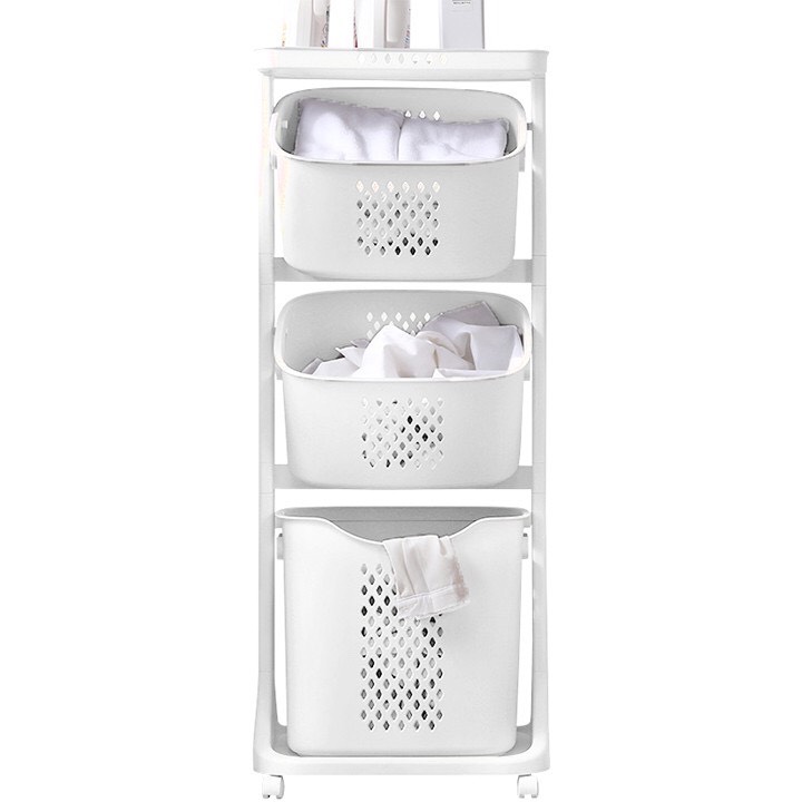 Kệ 4 tầng đựng đồ dùng cho bé, quần áo, khăn, tả, sữa - đựng đồ nhà bếp, nhà tắm có bánh xe