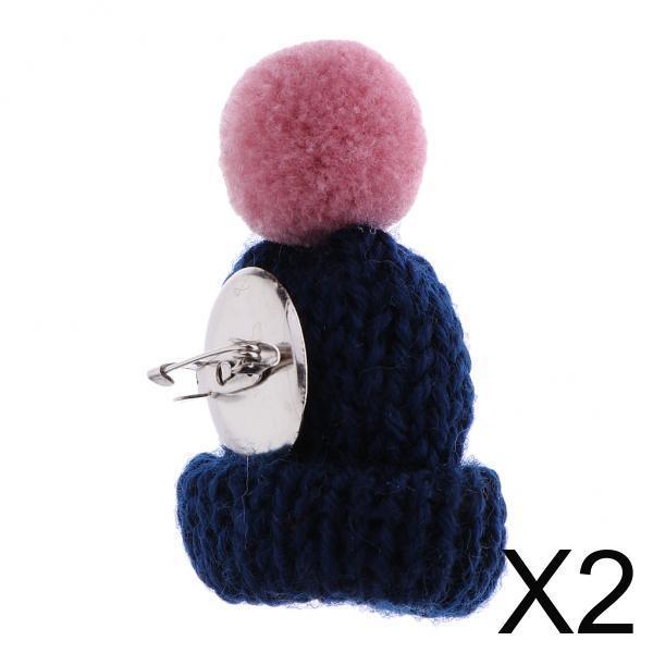2xFemale Girls Kawaii Hat Sweater Brooches Korean Mini Cute Ball Pin Navy