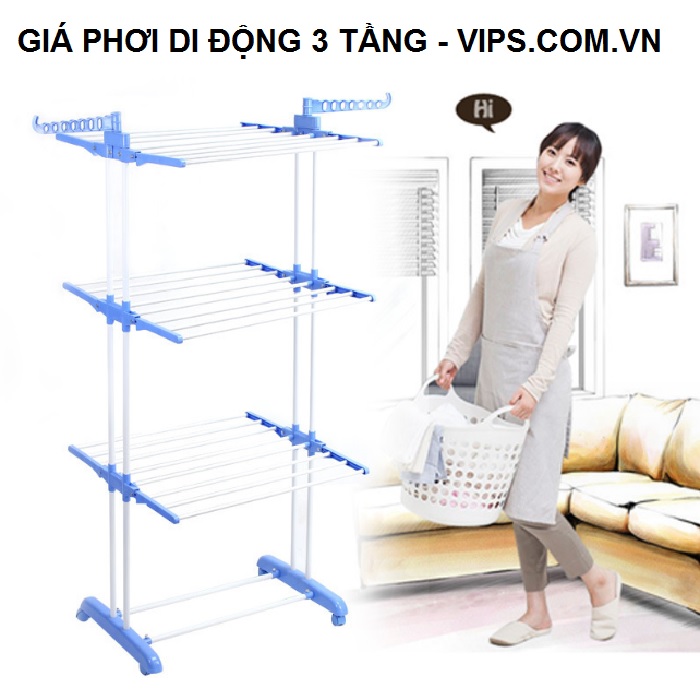 Giàn Phơi di động 3 tầng xếp gọn