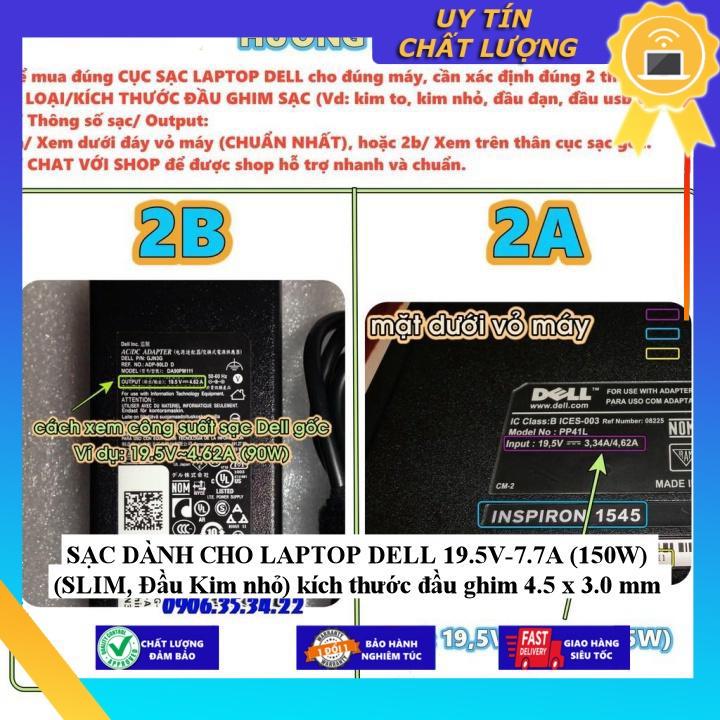 SẠC dùng cho LAPTOP DELL 19.5V-7.7A   kích thước đầu ghim 4.5 x 3.0 mm - Hàng Nhập Khẩu New Seal