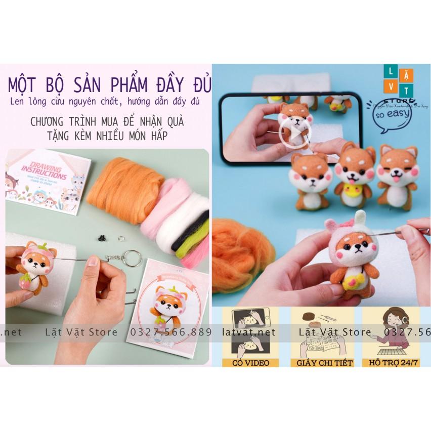 BỘ KIT LEN CHỌC CÓ HƯỚNG DẪN - 20 BÉ TÂN BINH SHIBA, chọc len thật dễ dàng, NEEFDE FELTING SHIBA