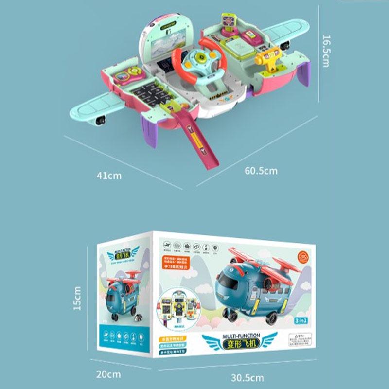 (tặng pin) Bộ đồ chơi máy bay biến dạng đa năng 3in1 có âm thanh cho bé vui chơi sáng tạo