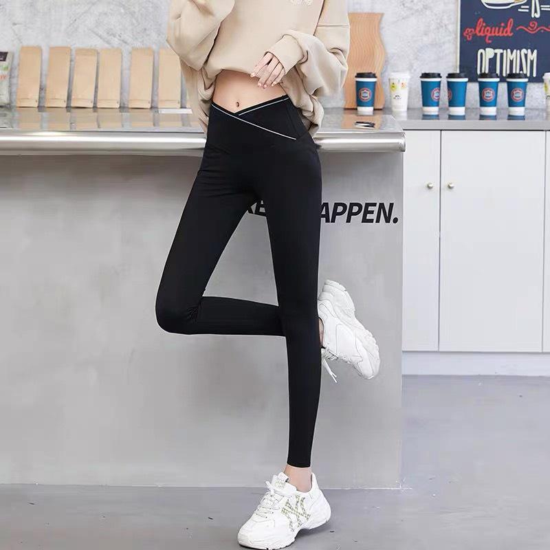 Quần Legging nữ cạp chéo gen bụng tôn dáng vải cotton co giãn MM9