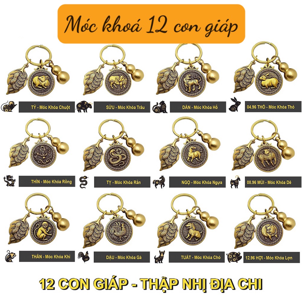 Móc Khóa, Mặt Dây Chuyền 12 CON GIÁP Bằng ĐỒNG CAO CẤP