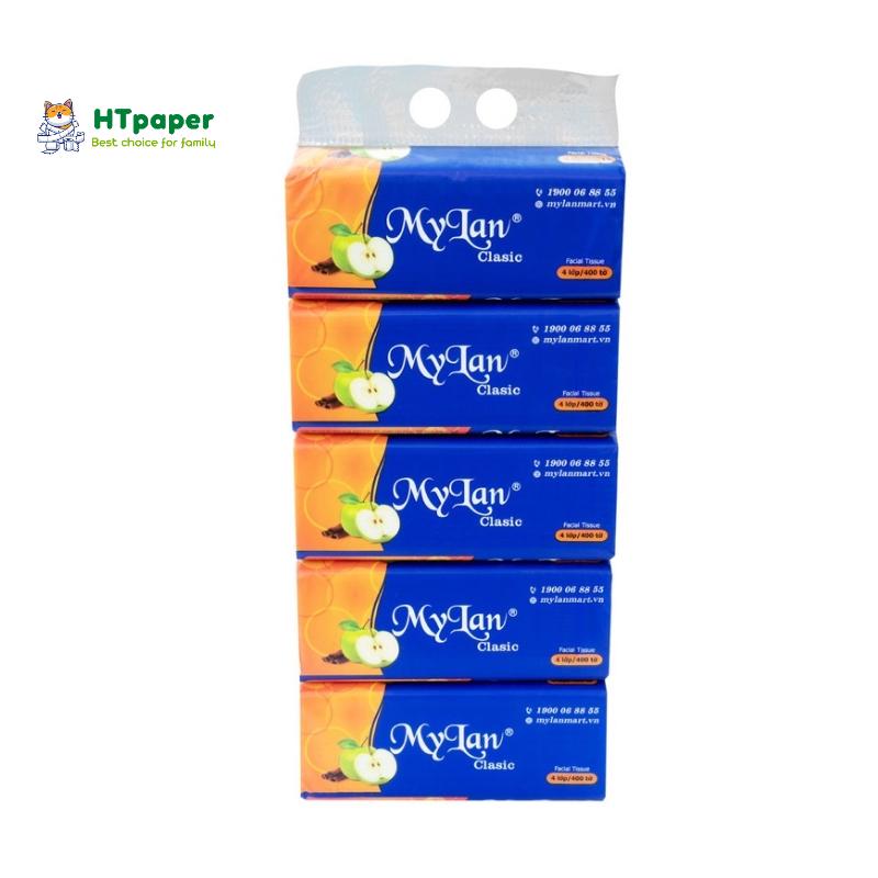 Lốc 5 Gói Giấy Ăn Rút, Khăn Giấy Rút Lụa Mylan Quả Táo Cao Cấp Siêu Dai và Mềm Mịn