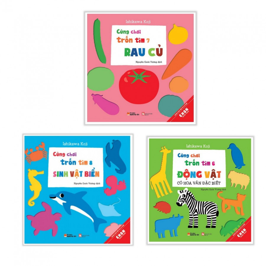 Combo 3 cuốn Cùng chơi trốn tìm 6 động vật+ 7 rau củ + 8 sinh vật biển