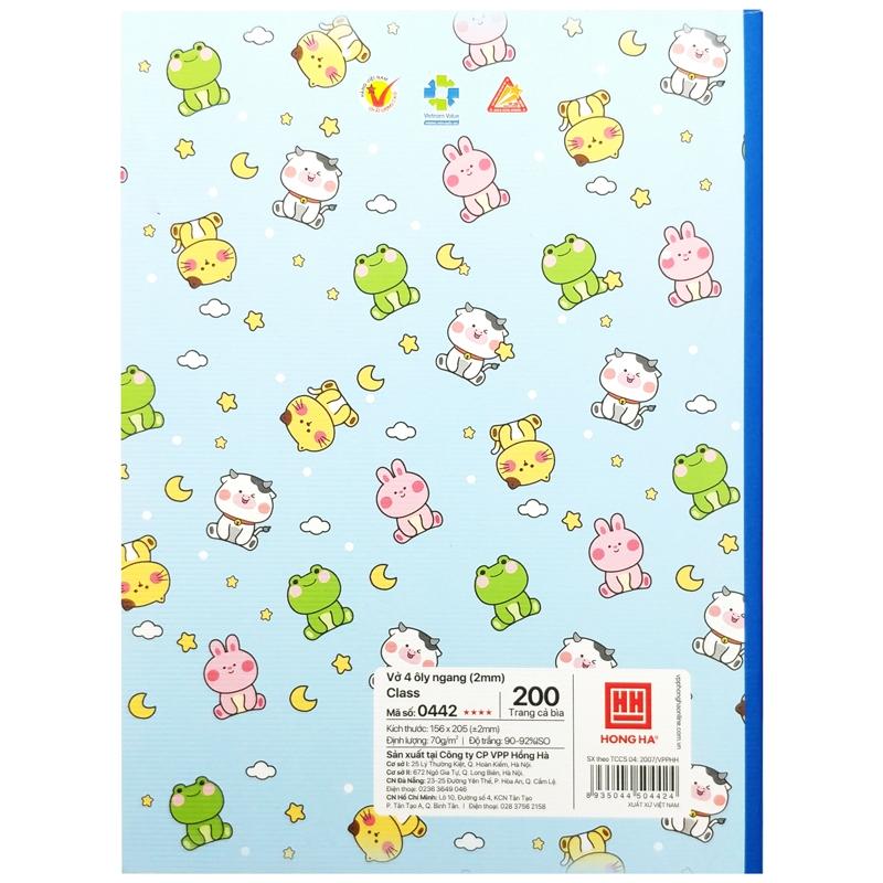 Vở Class Animals - 4 Ly Ngang 200 Trang 70gsm - Hồng Hà 0442 (Mẫu Màu Giao Ngẫu Nhiên)