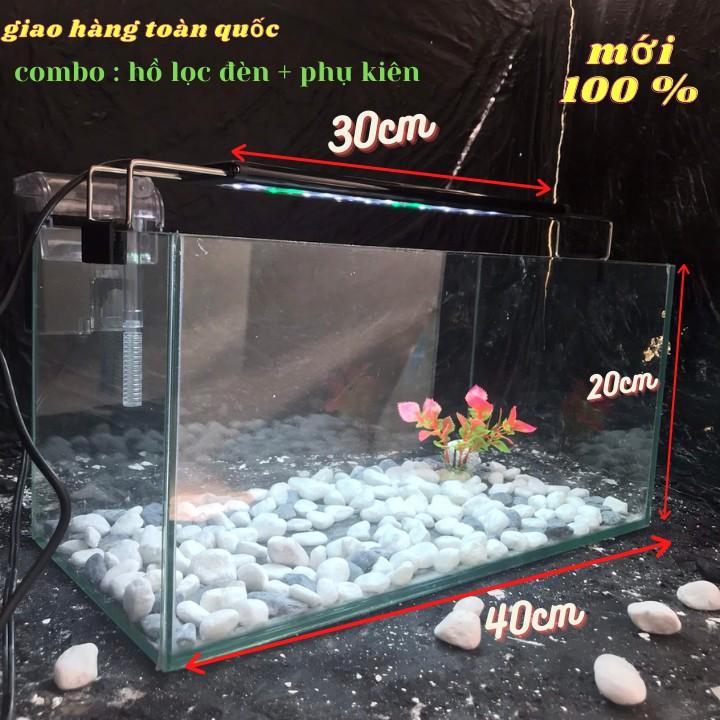Bể cá mini 40cm COMBO đầy đủ có đèn led siêu dễ thương 3 chế độ sáng