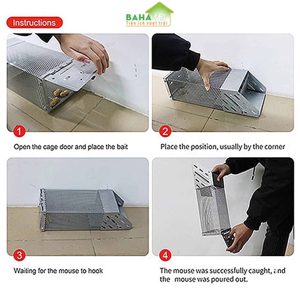 BẪY CHUỘT LIÊN HOÀN TÁI SỬ DỤNG - BẮT CHUỘT TỰ ĐỘNG AN TOÀN VỚI NGƯỜI DÙNG Có thể bắt một số chuột tại một thời gian, rất khó khăn cho chuột trốn thoát khi đã vào bẫy
