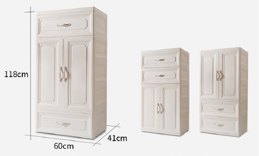 Tủ nhựa 3 tầng 1 ngăn treo mẫu mới size lớn TN13-NLT60055(1D+3+1D) (60x40x118cm)