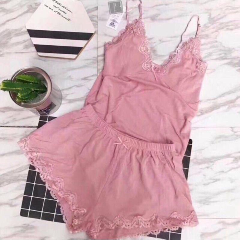 Sét bộ đồ cotton tăm 2 dây siêu gợi cảm