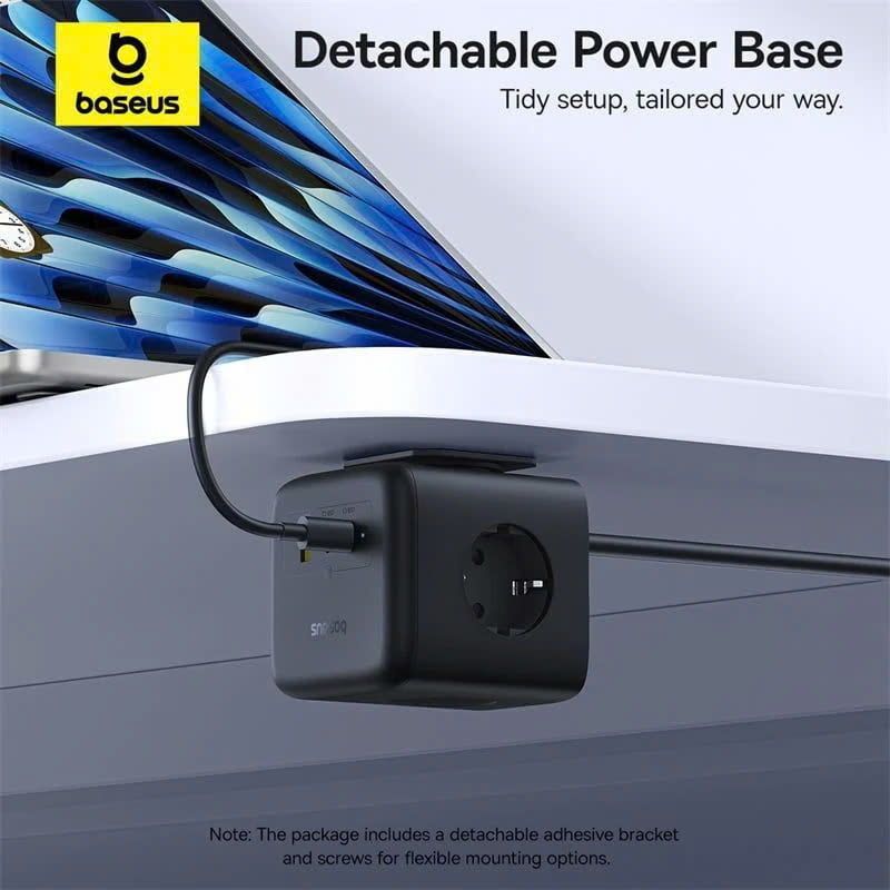 Bộ Sạc Nhanh 3AC+1U+1C Baseus EnerFill FA11 Cube Power Strip 67W (Tích Hợp Dây Nguồn Nối Dài 1.5m Chân EU) [ HÀNG CHÍNH HÃNG ]