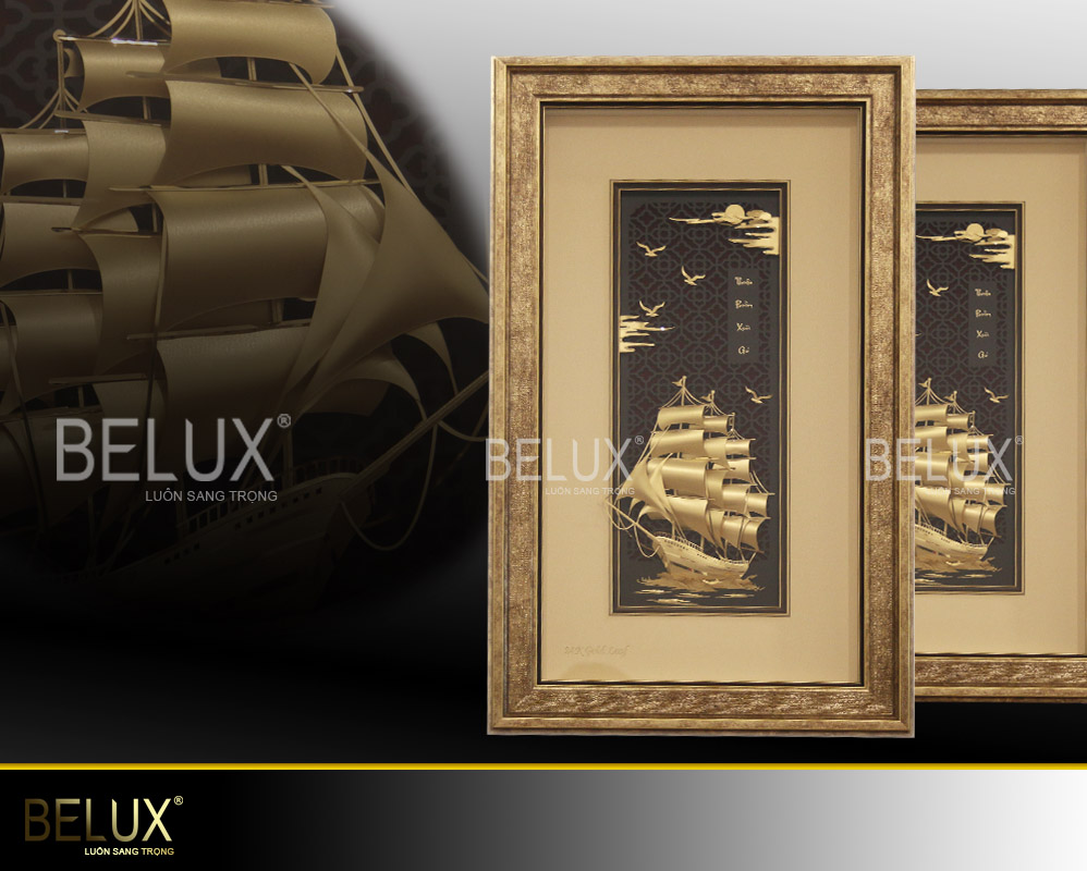 Tranh thuyền thuận buồm xuôi gió dát vàng 24k mẫu 15