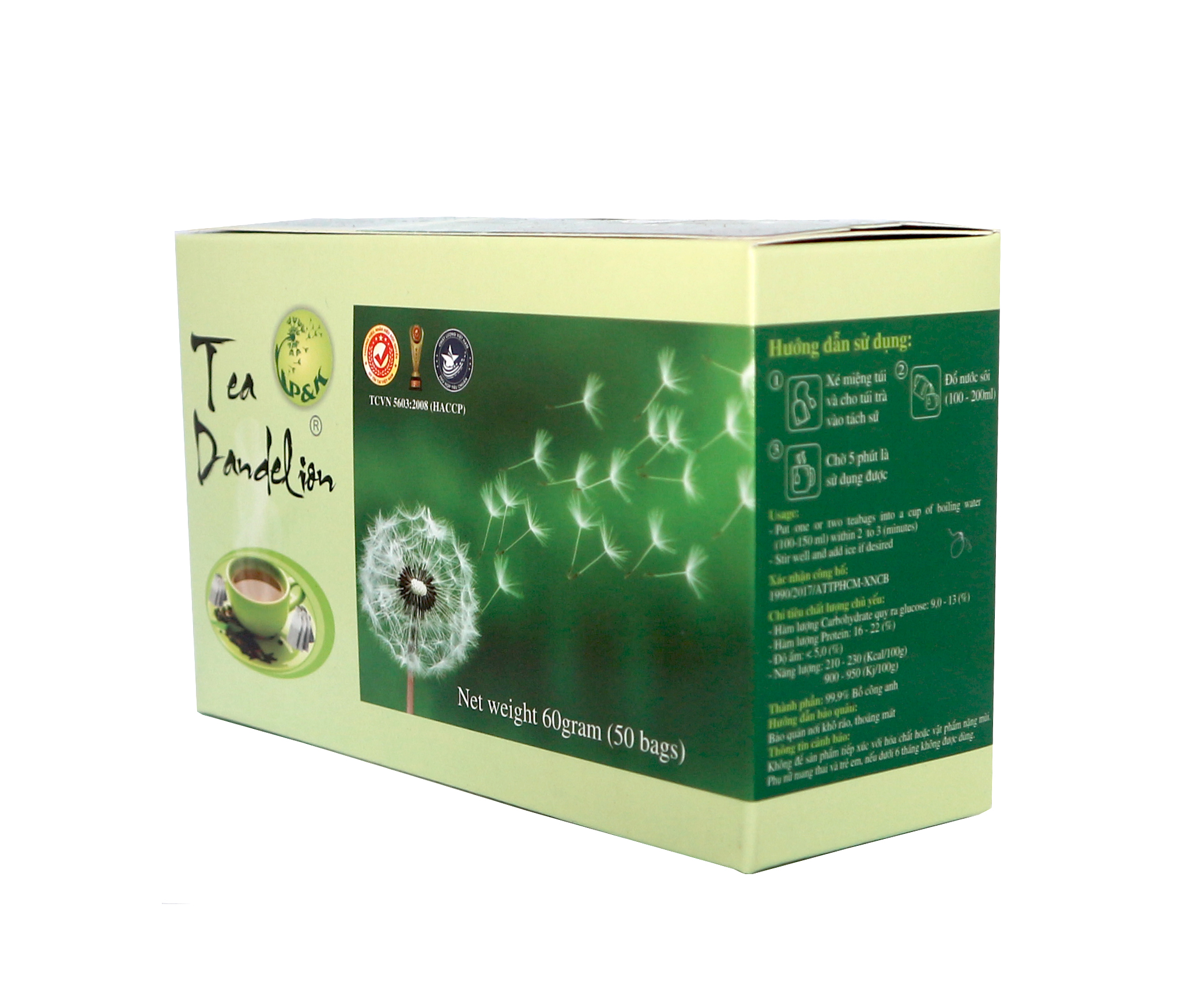 Trà Bồ Công Anh P&K - mát gan, giải độc, ngừa ung thư - mẫu mới + Tặng kèm móc khoá CLĐ