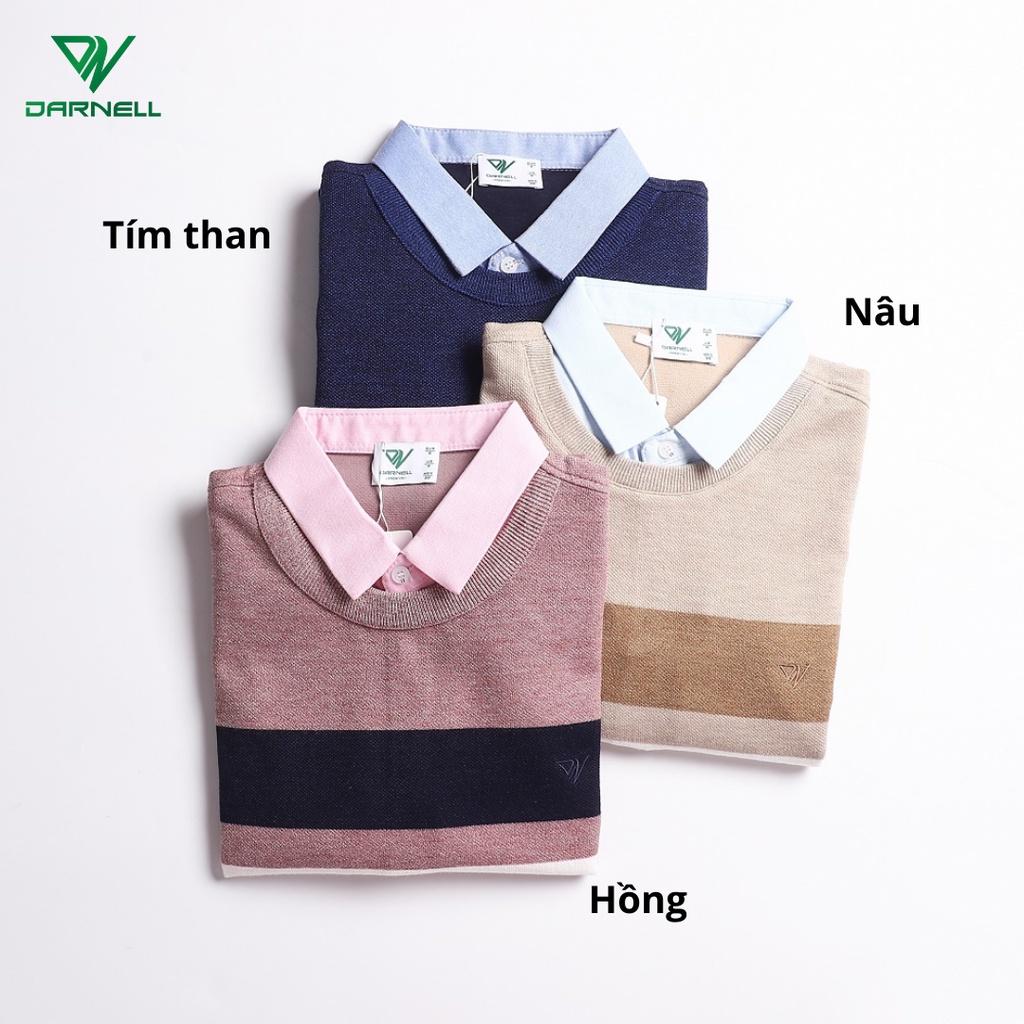 Áo Len Phối Cổ Sơ Mi DARNELL, Áo Hoodie Chui Đầu, Áo Len Mùa Đông Chất Dày Dặn Mịn Đẹp DN1019