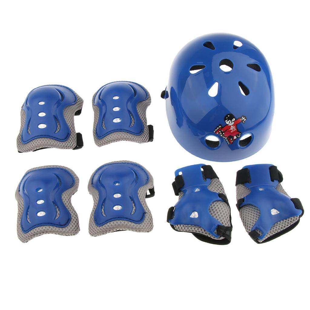 7 Pcs Kid Child Roller Skating Bicycle Helmet Knee Wrist Guard Elbow Pad