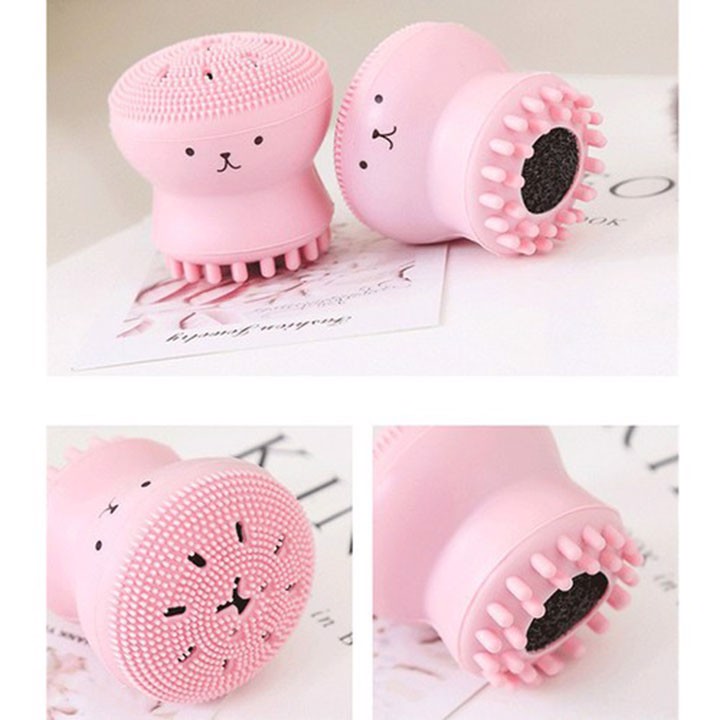 Dụng Cụ, Cọ Rửa Mặt Bạch Tuộc Cogit Bub Bub Sponge Pink, Silicon Mềm, Nhập Khẩu Nhật Bản