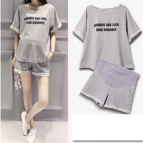 Bộ bầu lửng, đùi tay cộc chất Cotton - quần áo ngủ mặc nhà thời trang cho mẹ bầu mùa hè giá rẻ Bigsize QUẢNG CHÂU