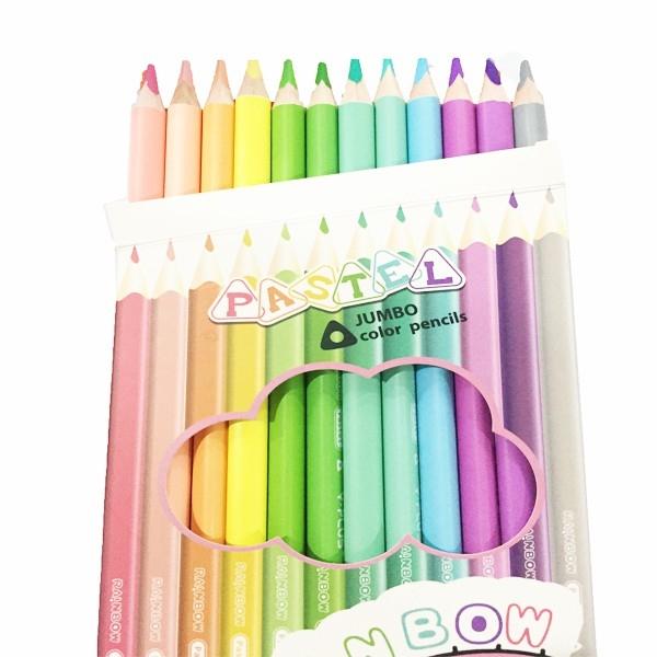 Bút Chì Màu Gỗ YPLUS+ Rainbowl Pastel Jumbo 12 Màu Có Chuốt PC200300-RB