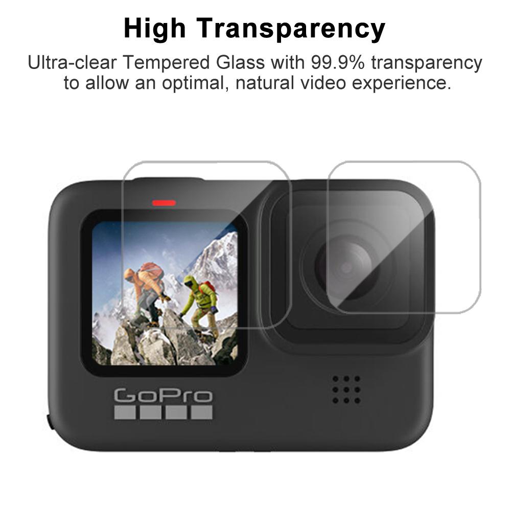 Bộ bảo vệ màn hình thủy tinh nóng tính cho GoPro Hero 11 10 9 Phim thủy tinh bảo vệ ống kính đen cho Go Pro Hero9 10 Phụ kiện GoPro9