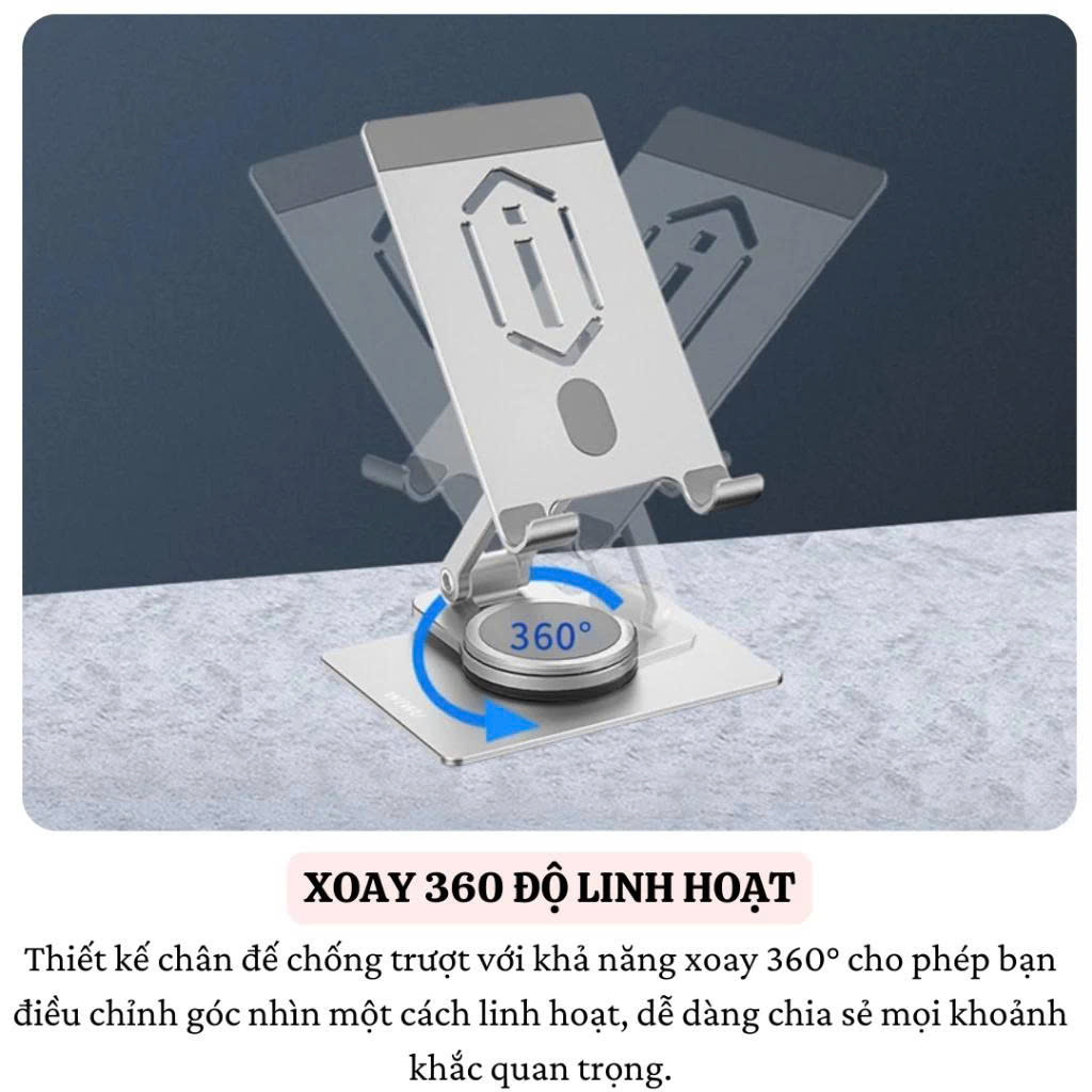 Giá đỡ hợp kim nhôm xoay 360 độ, gấp gọn điều chỉnh linh hoạt ZM107 dành cho Điện Thoại / iPad / Tab. Hàng Nhập Khẩu