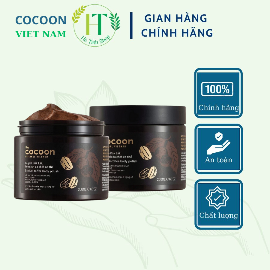 Combo Cà phê Đắk lắk làm sạch da chết Cocoon 200ml - Thanh Mộc Hương Hà Tĩnh