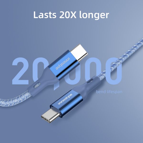 Cáp Innostyle PowerFlex USB-C to USB-C 1.5m 60W ICC150AL màu xanh - Hàng chính hãng