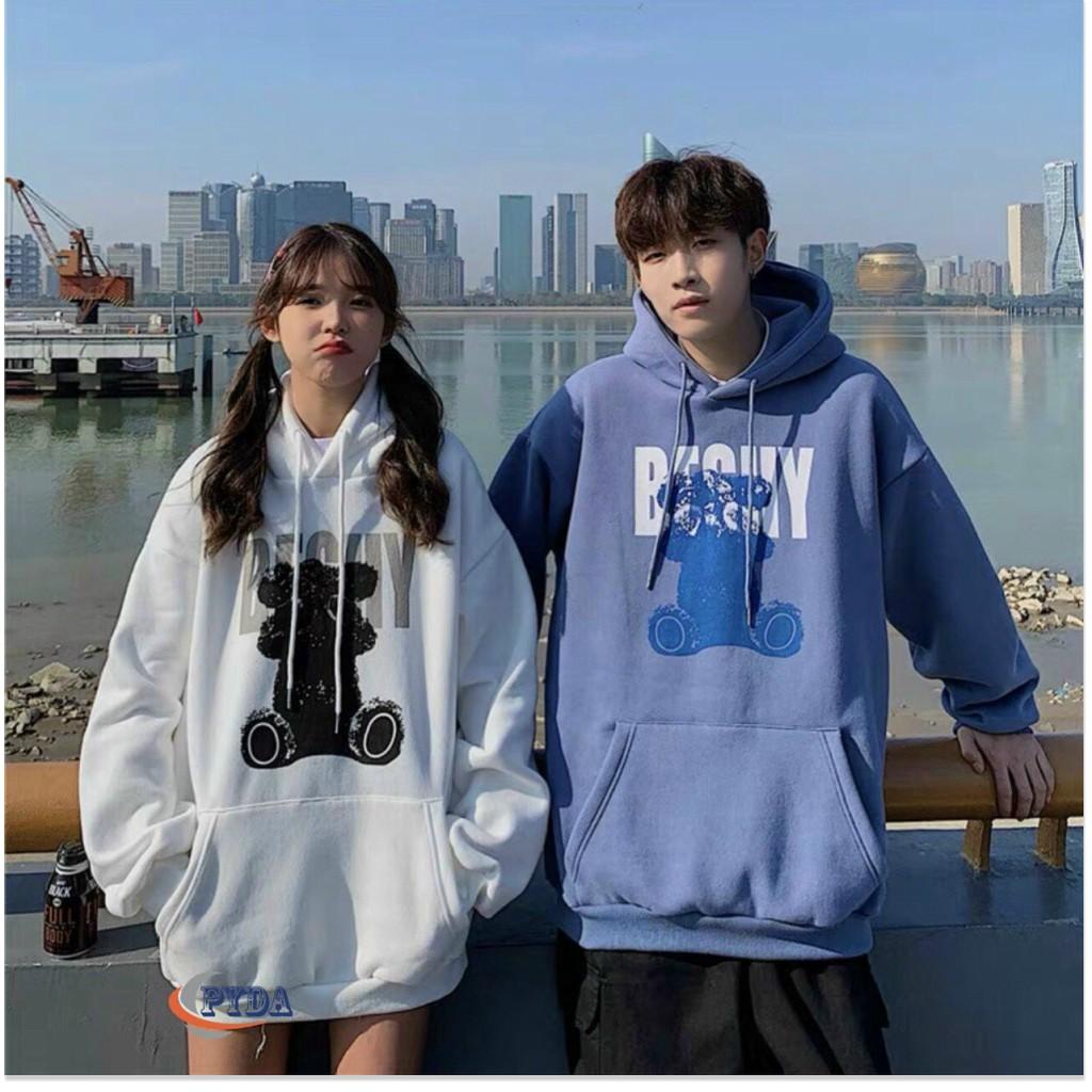 Áo khoác hoodie nam nữ chất nỉ ngoại chi đầu họa tiết chữ cùng in 3d hình gấu hót trend