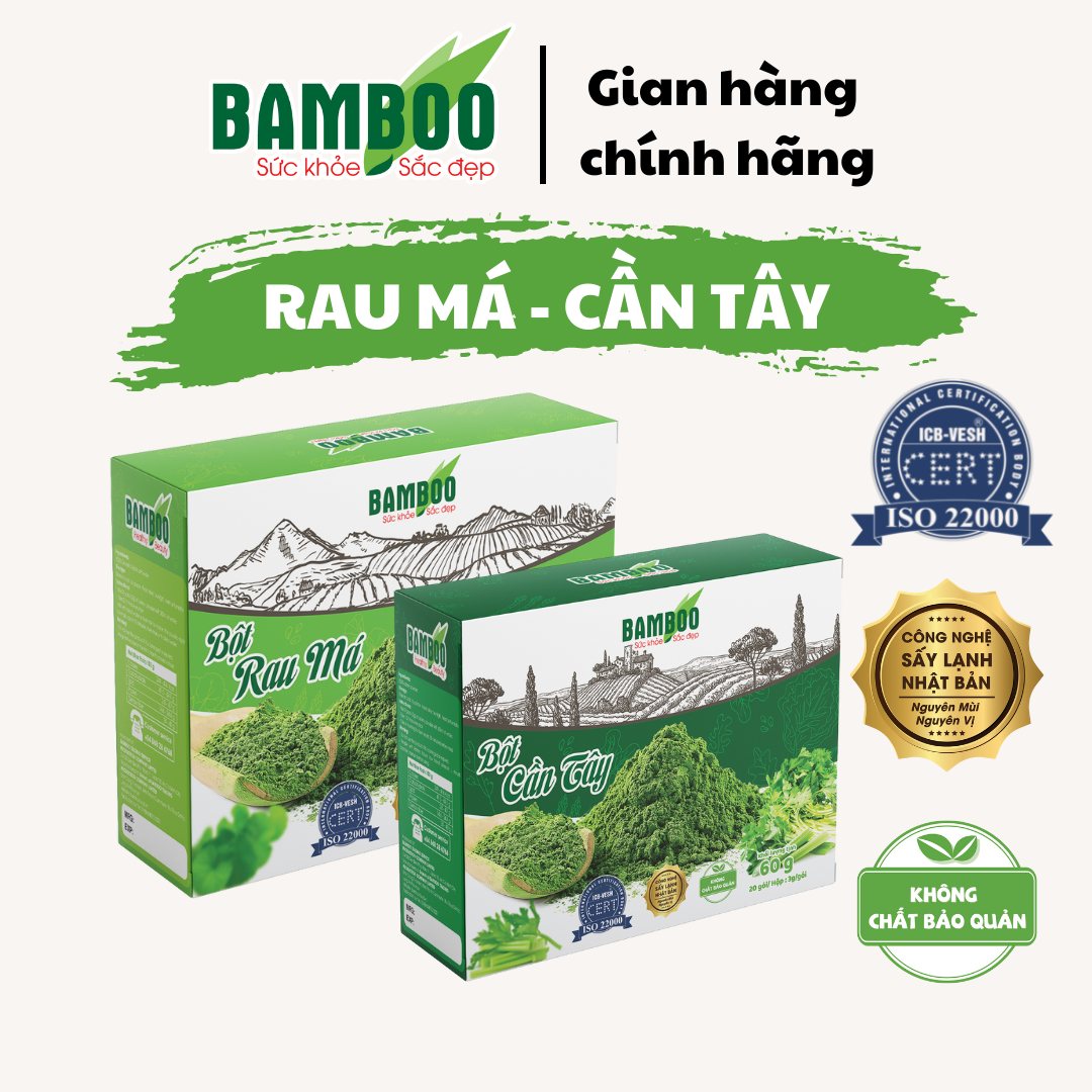 Combo bột cần tây - bột rau má Bamboo nguyên chất, siêu mịn