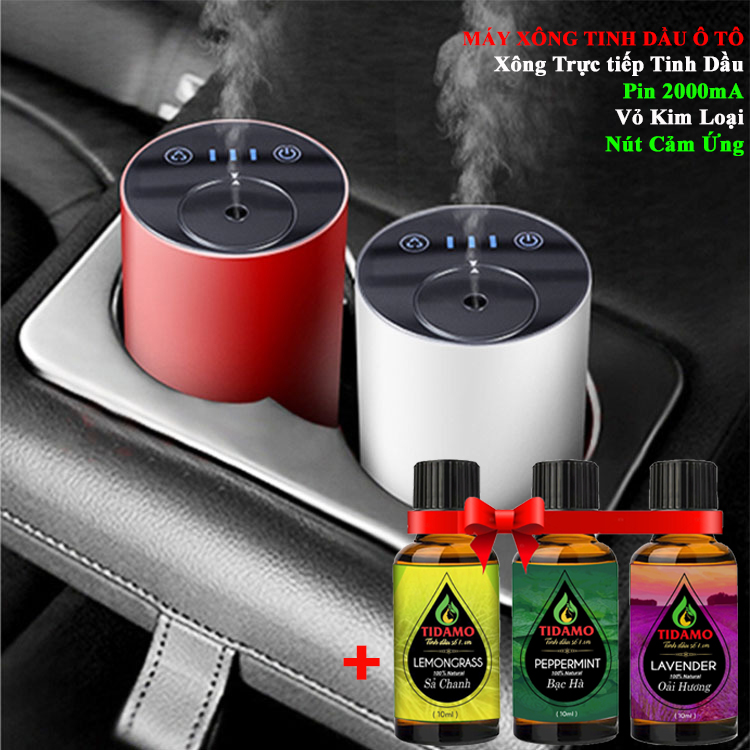 Máy Xông Tinh Dầu Xe Hơi | Có Pin Tích Điện, Vỏ Kim Loại Nguyên Khối, Nút Cảm Ứng, Phun Tinh Dầu Trực Tiếp | Kèm Tinh Dầu