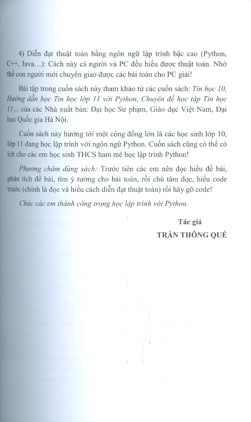 Lập Trình Python Hỗ Trợ Học Sinh THPT Giải Bài Tập Tin Học