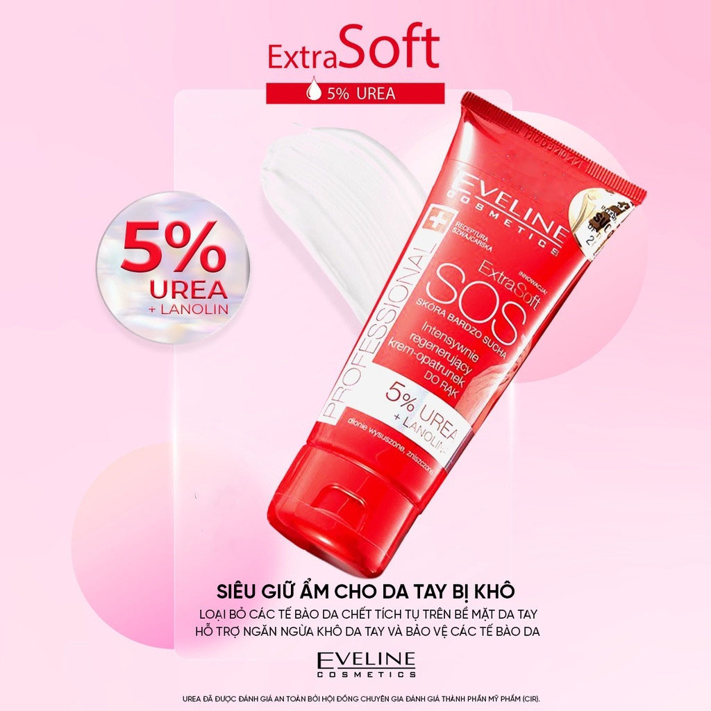 Kem dưỡng da tay và móng Eveline Extra Soft mềm mịn 3 tác động 100ml