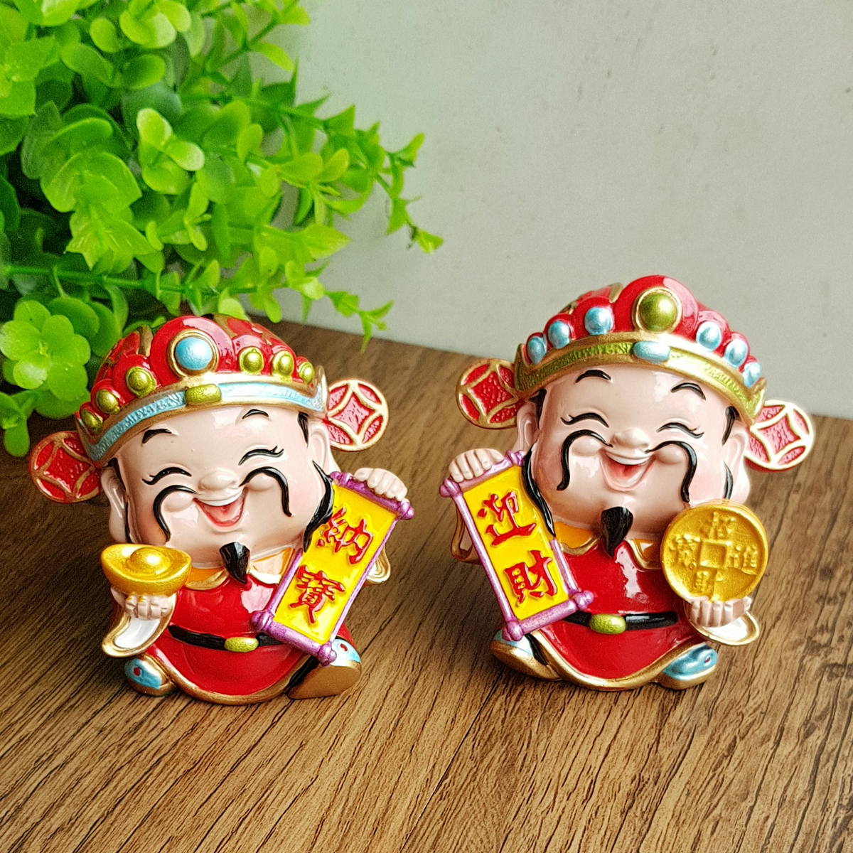 Bộ 03 tượng chibi Thần Tài may mắn 7cm - Chiêu Tài - Hút Lộc - Phú Quý Bình An