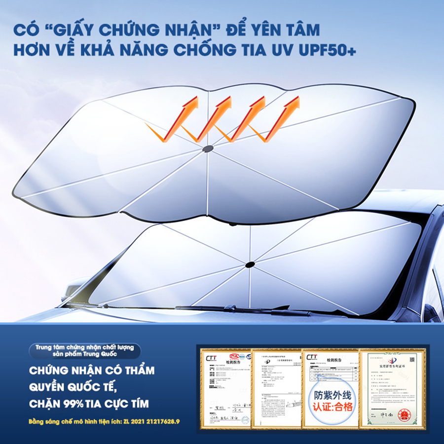 Ô che nắng kính trước Ô tô Remax SZZY03-F103 cản 99% tia UV, giảm nhiệt độ bên trong xe khi trời nắng - Hàng chính hãng