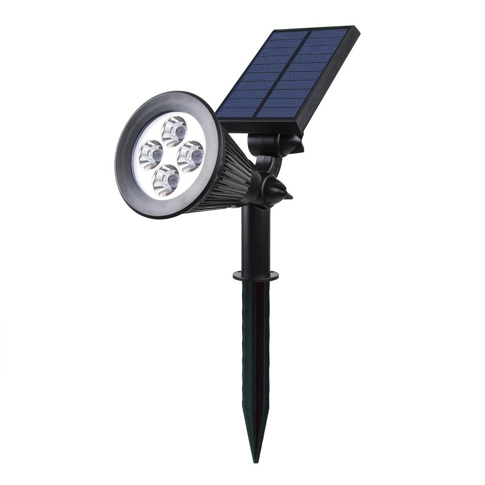 Đèn Led 4 bóng chiếu sáng chống thấm trong và ngoài bằng năng lượng mặt trời - màu đen- ánh sáng trắng
