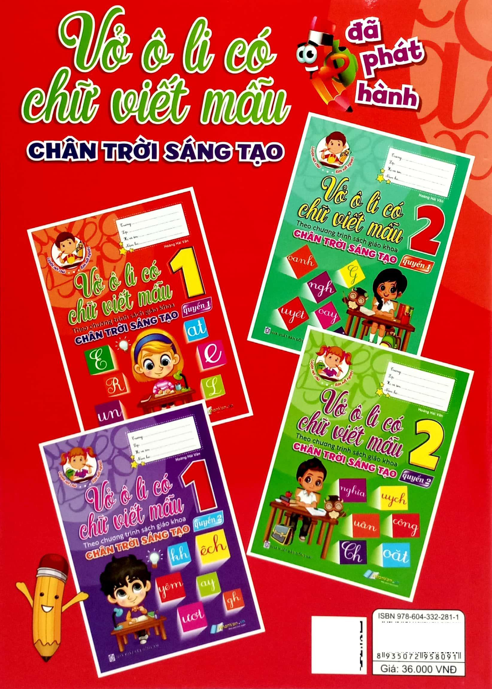 Sách - Vở Ô Li Có Chữ Viết Mẫu 1 - Quyển 1 (Chân Trời Sáng Tạo) (Tái Bản 2024)