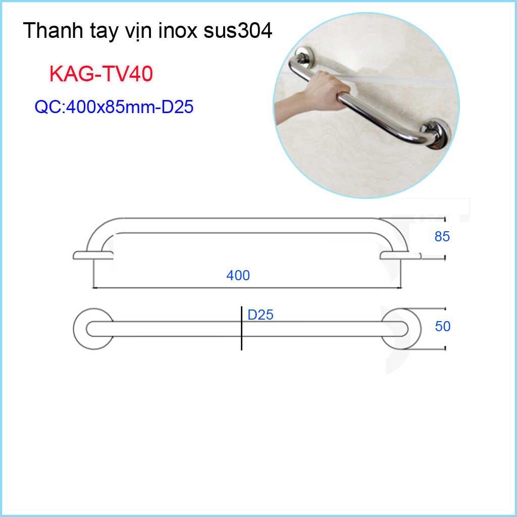 Thanh tay vịn inox nhà tắm, tay vịn inox phòng tắm KAG-TV40