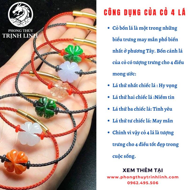 VÒNG TAY CỎ BỐN LÁ T.ANH T.Ó.C VÀNG MAY MẮN