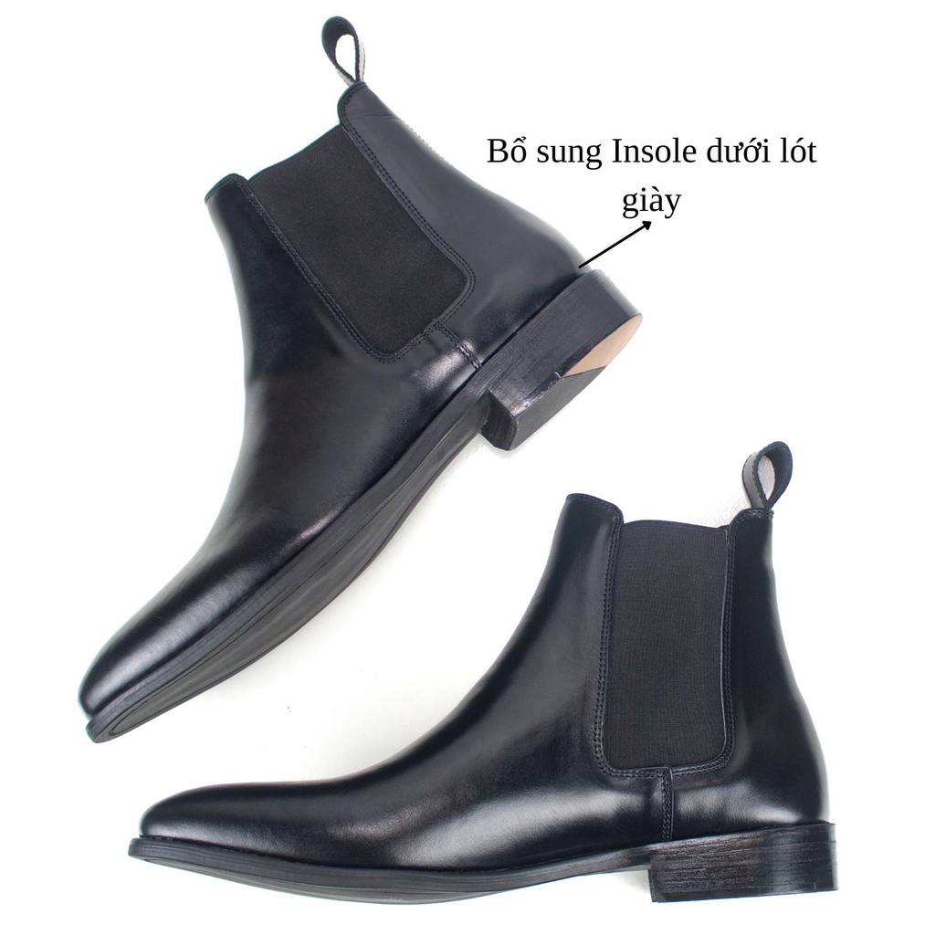 Giày Boots Nam chealse boot Cổ Cao Da Bò Thật đế phip gỗ Cao Cấp, CHELSEA Boot Nam Cổ Cao Phong Cách THE BEATLES Da Thật Mũi Nhọn Đế Phíp Văn Phòng