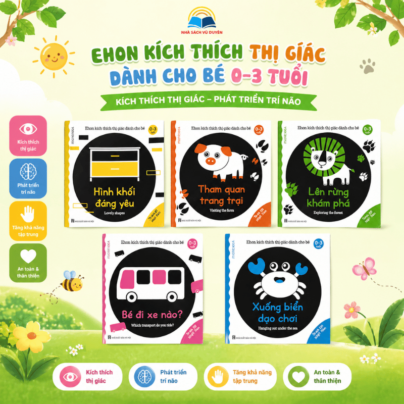 Bộ sách Ehon kích thích thị giác cho bé 0-3 tuổi – Giúp bé phát triển tư duy và giác quan