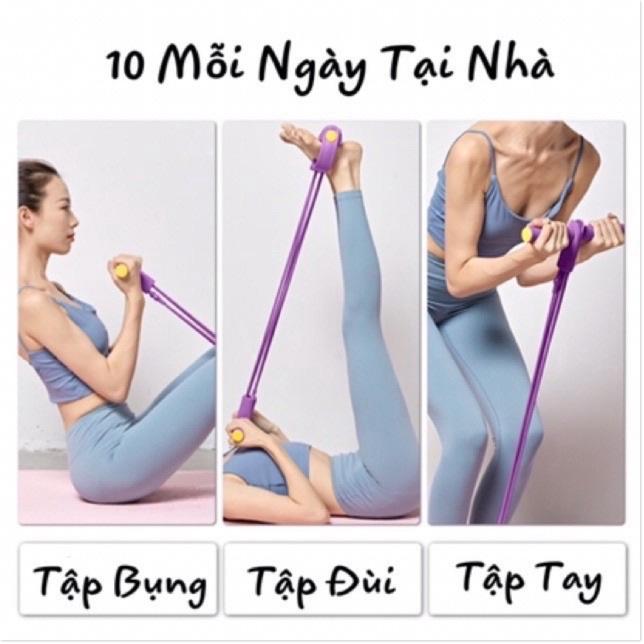 Đốt Mỡ Thừa với Dây Kéo Đàn Hồi 4 Ống Cao Su Tập Thể Dục, tập Gym Tại Nhà