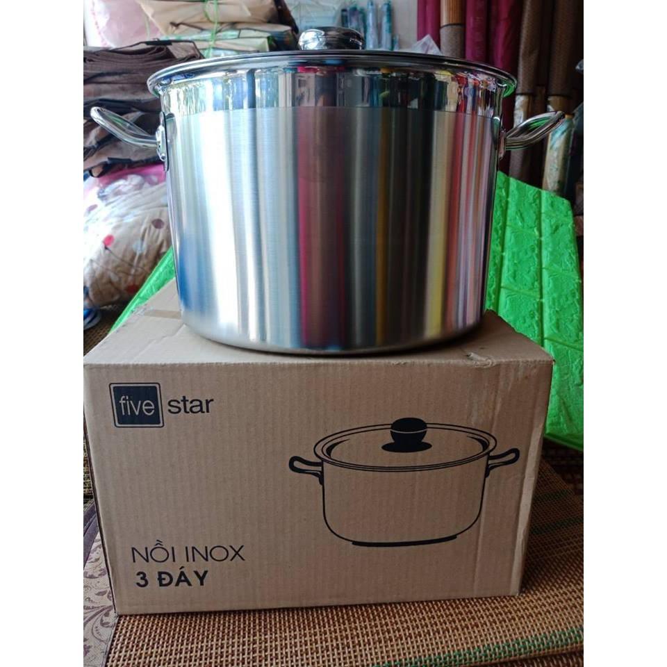 Nồi luộc gà inox fivestar 28cm, ba đáy, dùng bếp từ