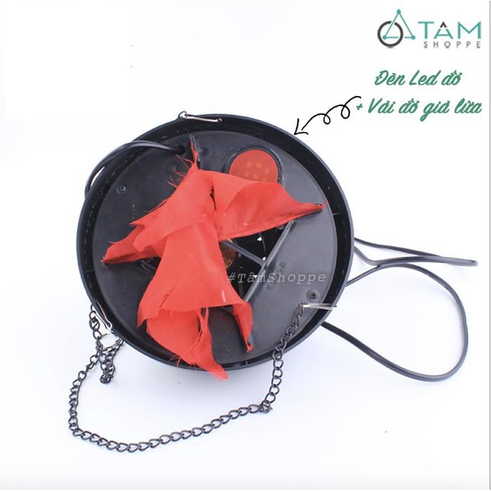 Đèn Led ngọn lửa giả 3D dây xích treo ĐK20cm