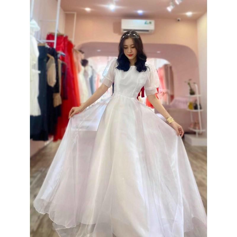 Đầm Maxi voan kiếng tay phồng SIÊU XINH MS32Y - Size M L đến 58kgMM MM